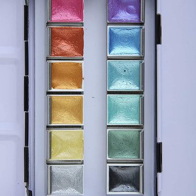 Brustro Metallic Watercolour Half Pans Set of 12