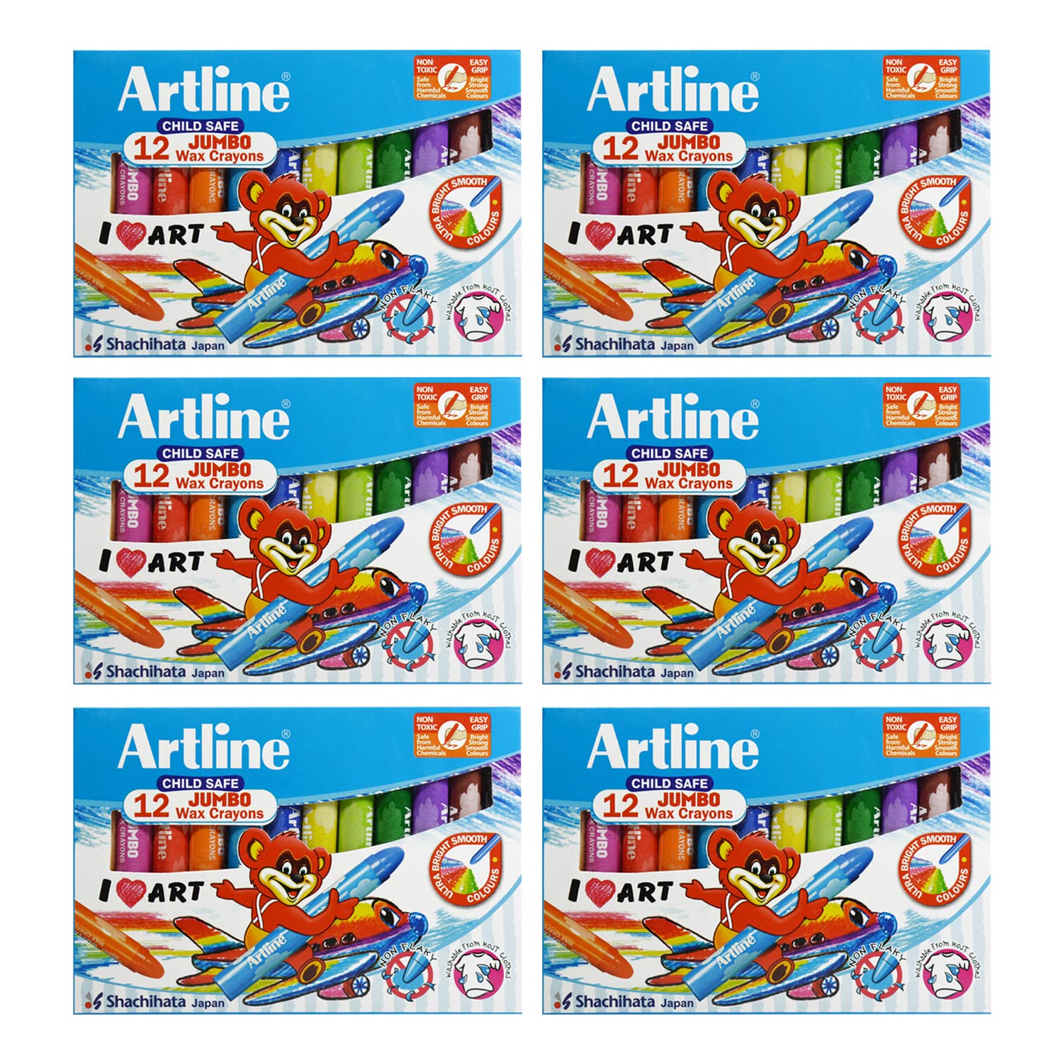 Artline Non-Toxic Junior Jumbo 12 Shades Wax Crayons
