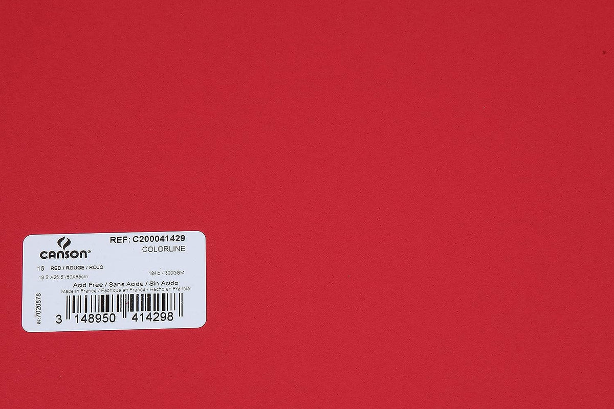 Canson Colorline 300 GSM Grainy 50 x 65 cm Coloured Drawing Paper Sheets(Red, 10 Sheets)