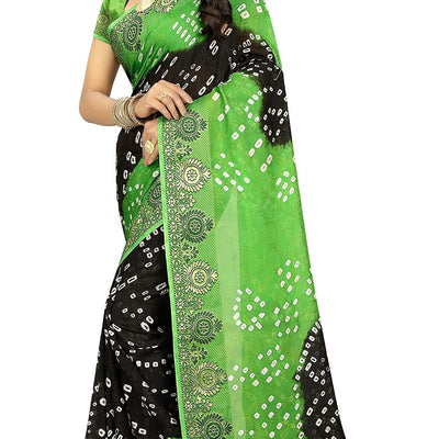 Concepta Women's Silk Bandhani Saree (Firozi_Free Size)