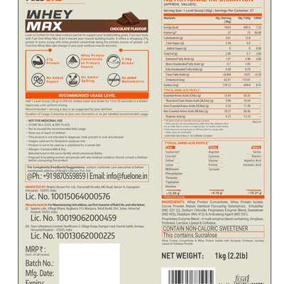 FUELONE Whey Max - Chocolate and Creatine Monohydrate Combo