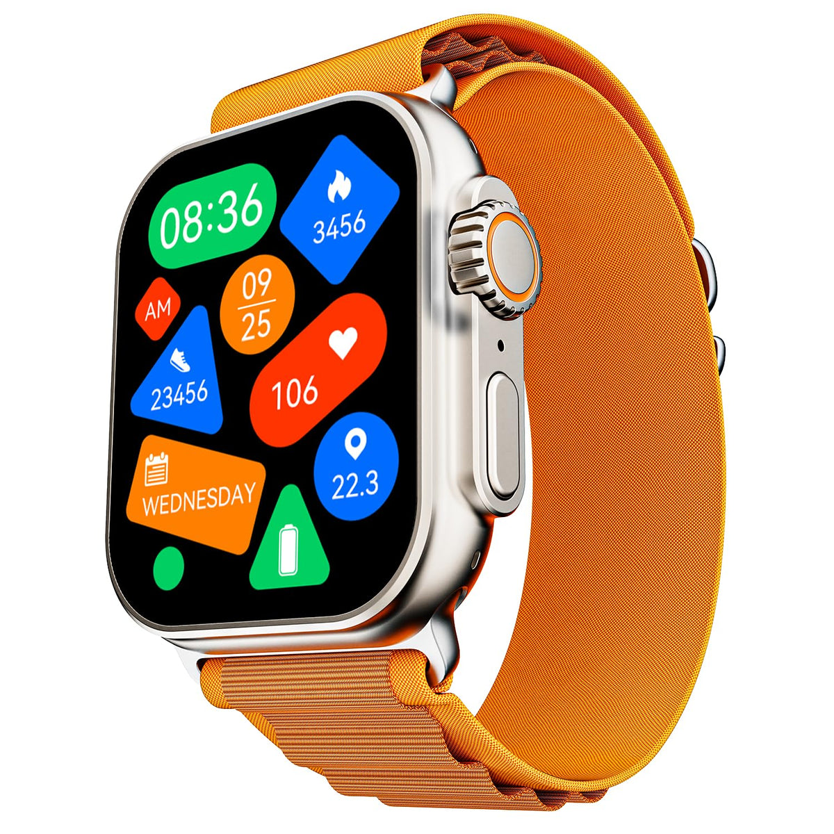 boAt Wave Elevate Pro Smart Watch w/ 1.96" AMOLED Display, BT Calling,Coins,Rugged Metal Body,Functional Crown,Always on Display,100+Sports Mode,HR & SpO2(Royal Orange)
