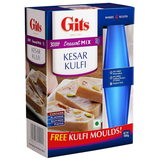 Gits Instant Kesar Kulfi Dessert Mix with Free Kulfi Moulds, 100g