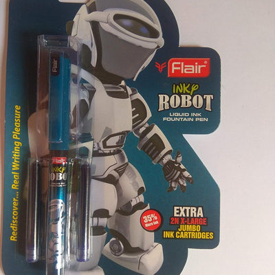 Flair Inky Series Robot Liquid Ink Fountain Pen Blister Pack - Blue Ink