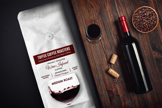 Cabernet Sauvignon Wine Barrel Aged Coffee | Toffee Coffee Roasters | Arabica Freshly Medium Roast | Coffee Notes: Fine Red Grapes and Wine (Decoction Coffee Maker, 250gm)
