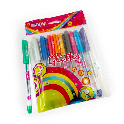 Win Glitter Gel Pen Multicolor - 10 Pcs Zipper Pack