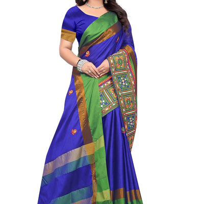 arriva fab cotton silk with blouse piece Saree (Riva405_ Red_ Free Size)