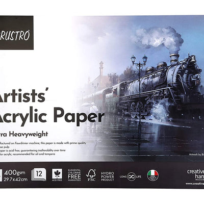 BRUSTRO Artists' Acrylic Glued Pad 400 GSM A3-12 Sheets