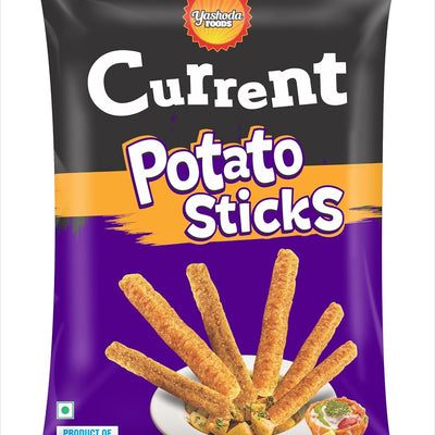 CURRENT Crunchy Potato Sticks 50g – Savory Snack with Garlic, Chili, and Spices | Made with Potato Flakes, Rice Flour, and Vegetable Oil | Tasty & Spicy Snacks | Suitable for Vegetarians | Ready to Eat