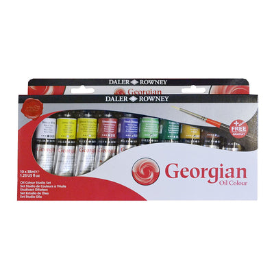 Daler-Rowney Georgian Oil Colour Studio Set With Brush (10X38Ml- Multicolor-910)