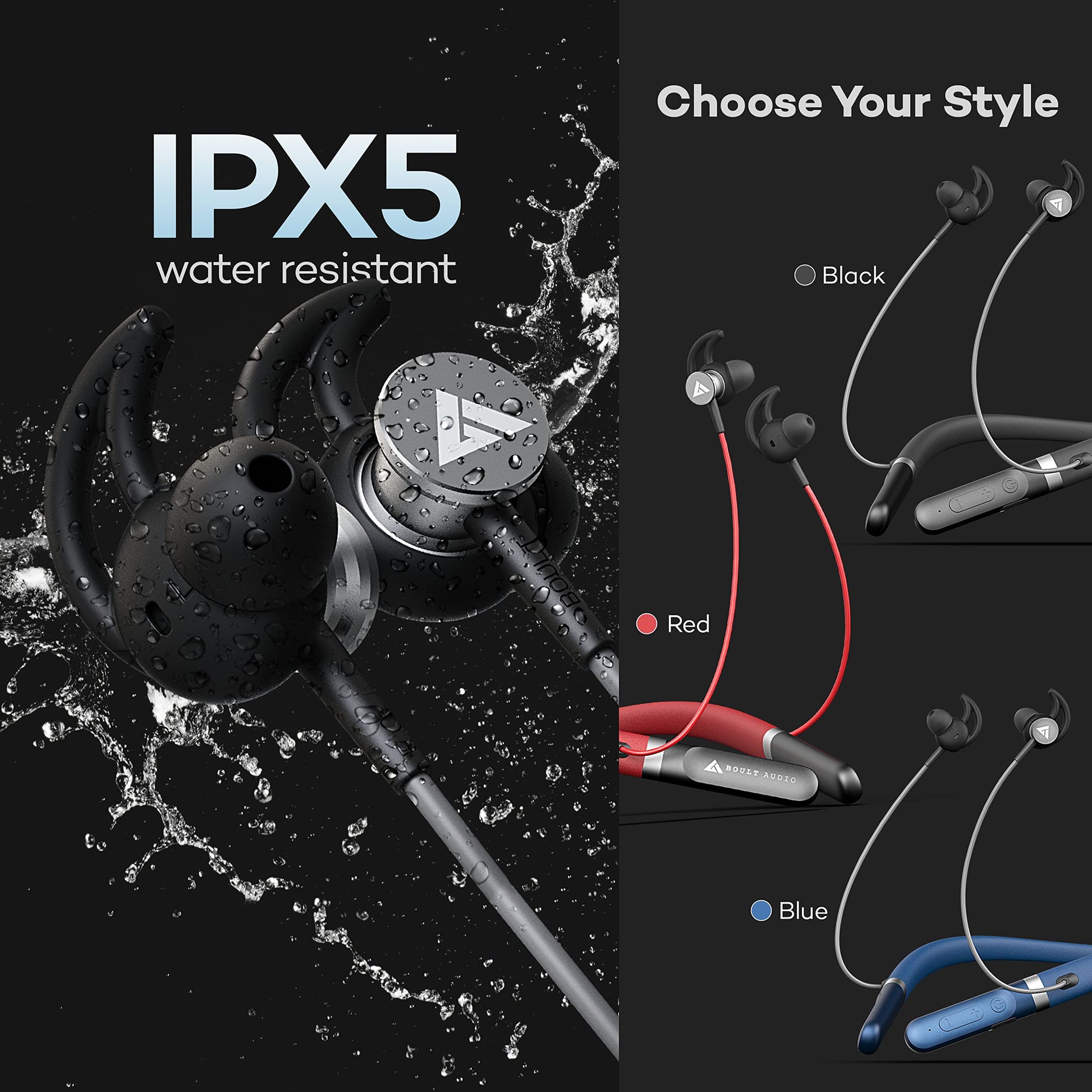Boult Audio ZCharge Wireless in Ear Bluetooth Neckband with ENC Mic, 40H Playtime, Type-C Fast Charging (10Mins=15Hrs Playtime), Dual Pairing, Made in India, Biggest 14.2mm Drivers Ear Phones (Blue)
