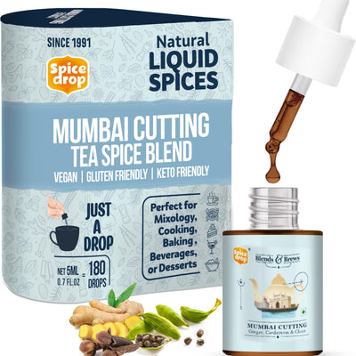 Spice Drop Mumbai Cutting Chai Masala Extract | Tea Masala Drops |Authentic Indian Recipe| No preservative | 5 ML (Pack of 1 x 180 Drops)| 1 drop/cup | Flavors 180 cups | 5ML equals 125 gms of powder
