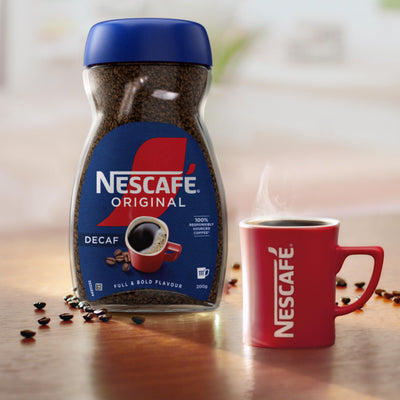 Nescafe Original Decaff Full & Bold Flavour Instant Coffee, 200 Gram|Bottle|Granule