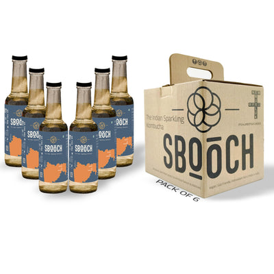 SBOOCH - Indian Sparkling Kombucha Tea | Koshimbir Flavor |275ml Pack of 6| Gut-Friendly Beverage | Antioxidant-Rich Zero Preservatives| Alcohol-Free Fermented Tea | Vegan & Gluten-Free