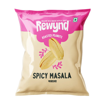 Rewynd Roasted Spicy Masala Peanuts|Pack of 4 (4 x 140g) |Roasted Flavoured Peanuts | High Protien & Low Carbs| Roasted Not Fried | 100% Veg. | Healthy Snack for Anytime Snacking
