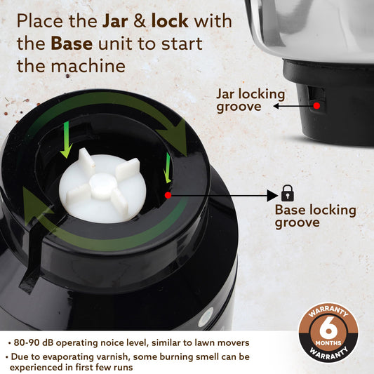 AGARO Grand Commercial Mixer Grinder 1400W, Heavy Duty, 100% Pure Copper Motor, Stainless Steel Jar, 3 Speed with Incher, Stainless Steel Blades, Wet & Dry Grinding, Black & Grey