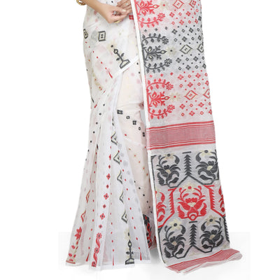 BENGAL HANDLOOM Exclusive Women's Cotton Silk Soft Dhakai Jamdani Sarees, Multi