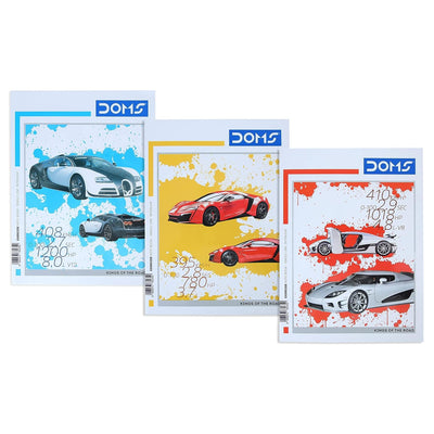 Doms Kings Of The Road Series Notebook | Single Line Interleaf | 57GSM | 172 Pages | 18 x 24 cm | Pack of 6
