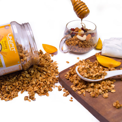 UNIFIT Honey Rolled Oats | Honey Oats | Healthy Breakfast | Rich Source of Protein & High Fiber Oats | Whole grain Oats | 400g | Pack of 1