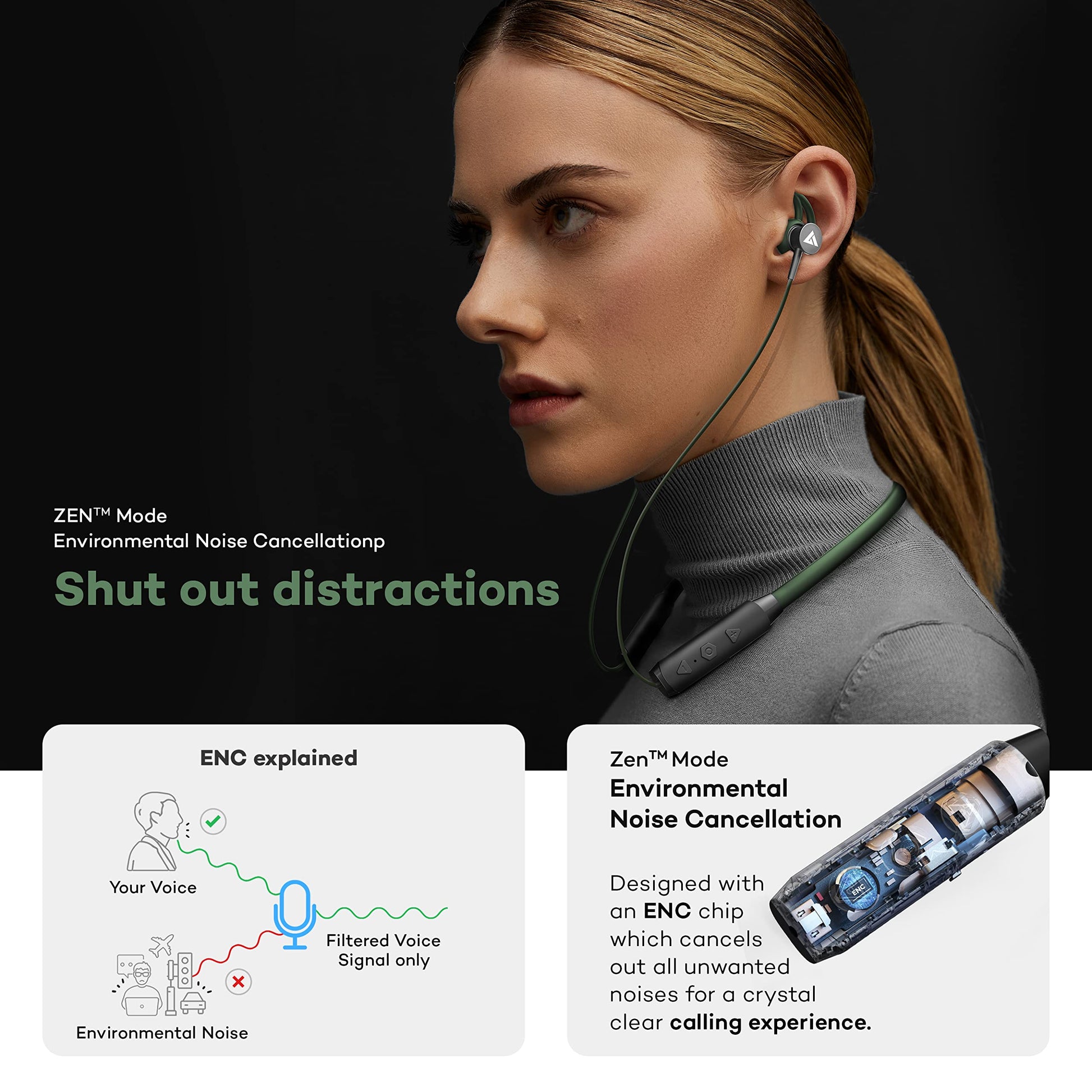 Boult Audio FXCharge Wireless in Ear Bluetooth Neckband with ENC Mic, 32H Playtime, Type-C Fast Charging (5Mins=7.5Hrs Playtime), Dual Pairing, Made in India, Biggest 14.2mm Drivers Ear Phones (Black)