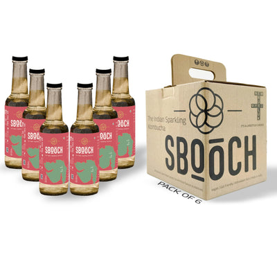 SBOOCH - Indian Sparkling Kombucha Tea | Gor Keri Flavor |275ml Pack of 6| Gut-Friendly Beverage | Antioxidant-Rich Zero Preservatives | Alcohol-Free Fermented Tea | Vegan & Gluten-Free