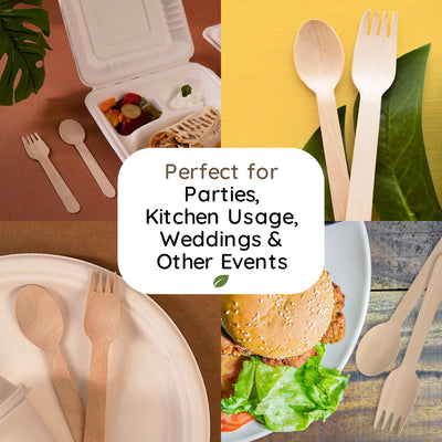 ABPP Disposable Spoon - 200 Disposable Wooden Spoons Set (Big Size - 16cm Big Size) | Spoons for Eating Food, Ice-Cream | Best Cutlery Set for Kitchen, Birthday, Parties, Picnic, Office & Restaurant