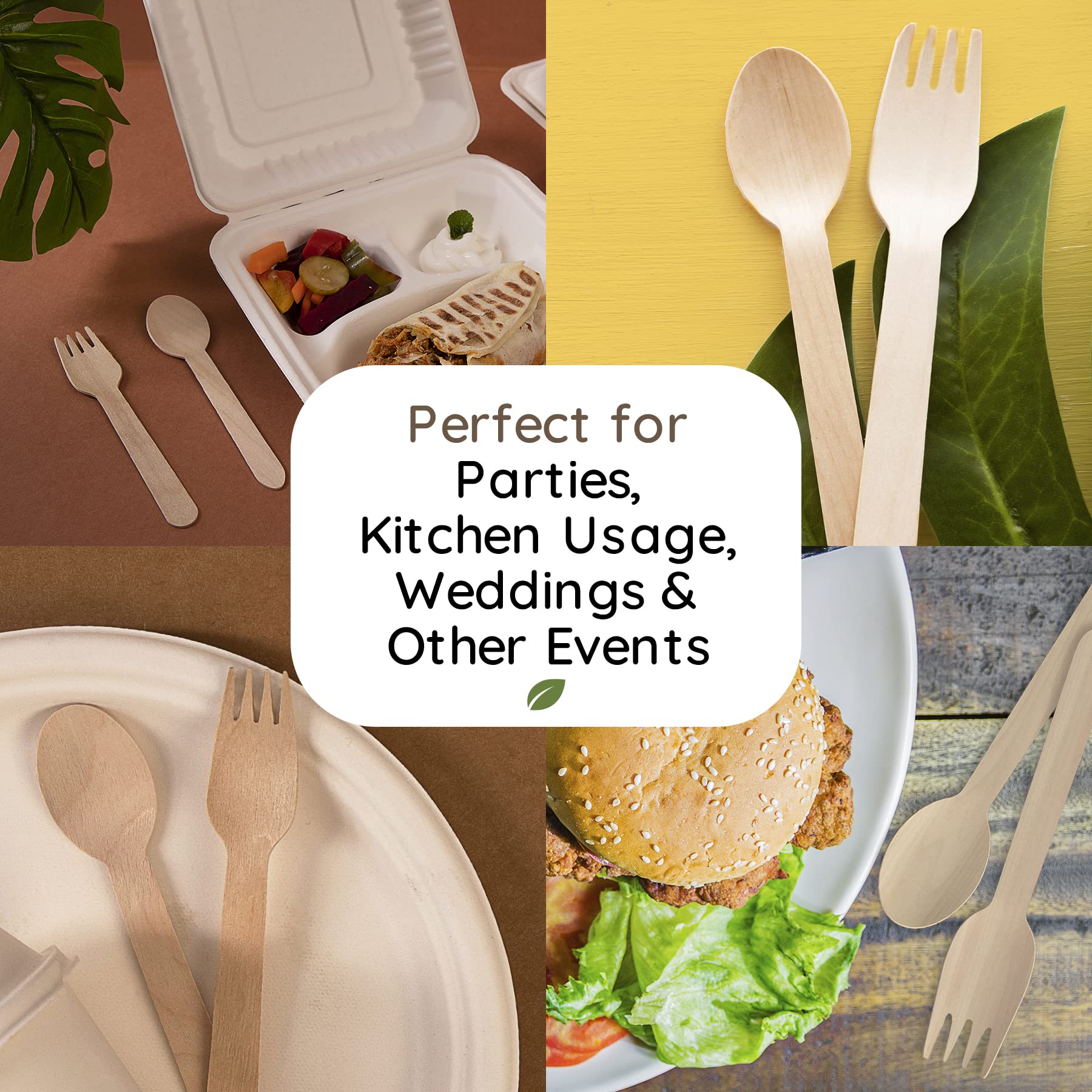 ABPP Disposable Spoon - 200 Disposable Wooden Spoons Set (Big Size - 16cm Big Size) | Spoons for Eating Food, Ice-Cream | Best Cutlery Set for Kitchen, Birthday, Parties, Picnic, Office & Restaurant