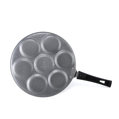 Anjali PTFE Coated Aluminium and Bakelite Mini Uttapam tawa, (7 Cavity, Black)