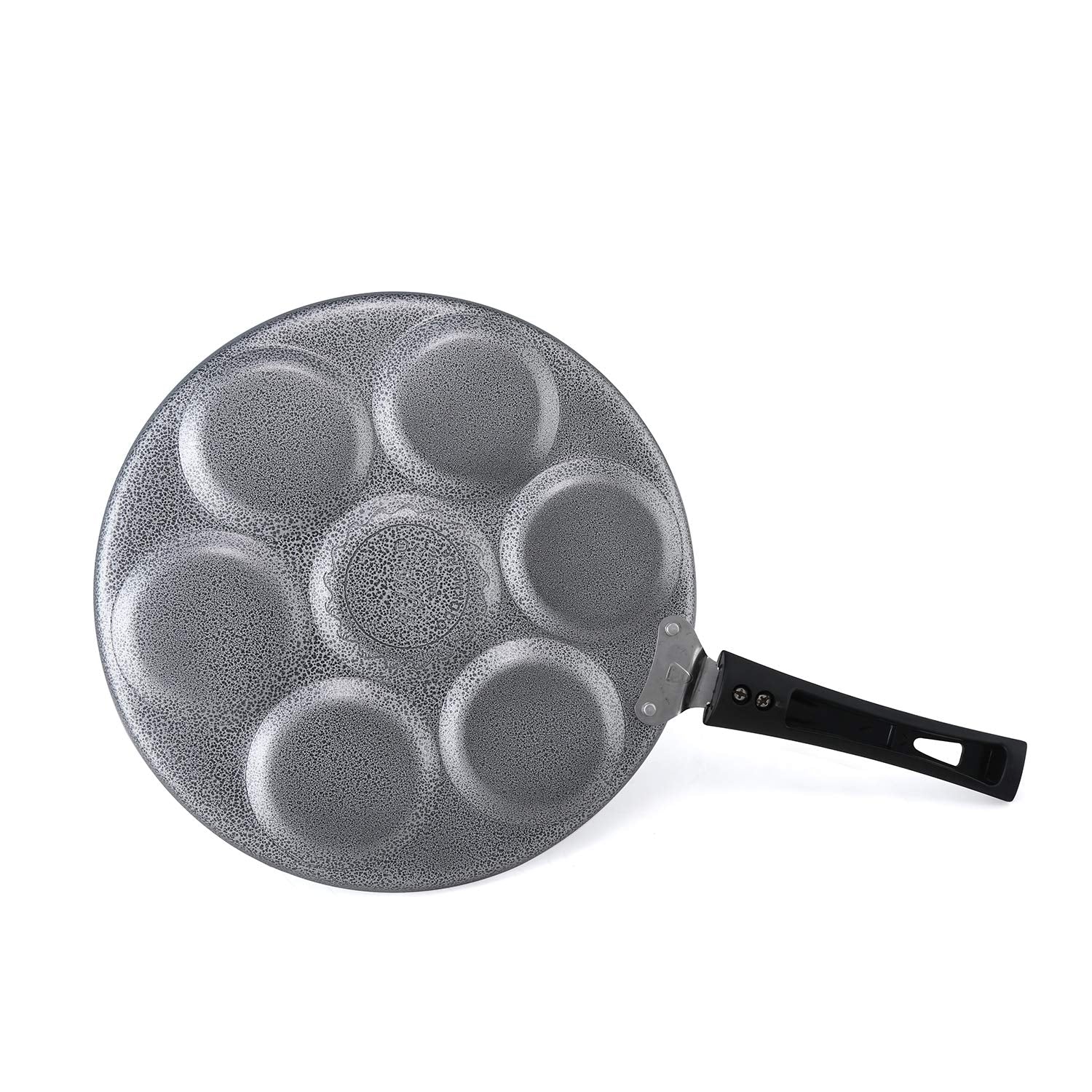 Anjali PTFE Coated Aluminium and Bakelite Mini Uttapam tawa, (7 Cavity, Black)