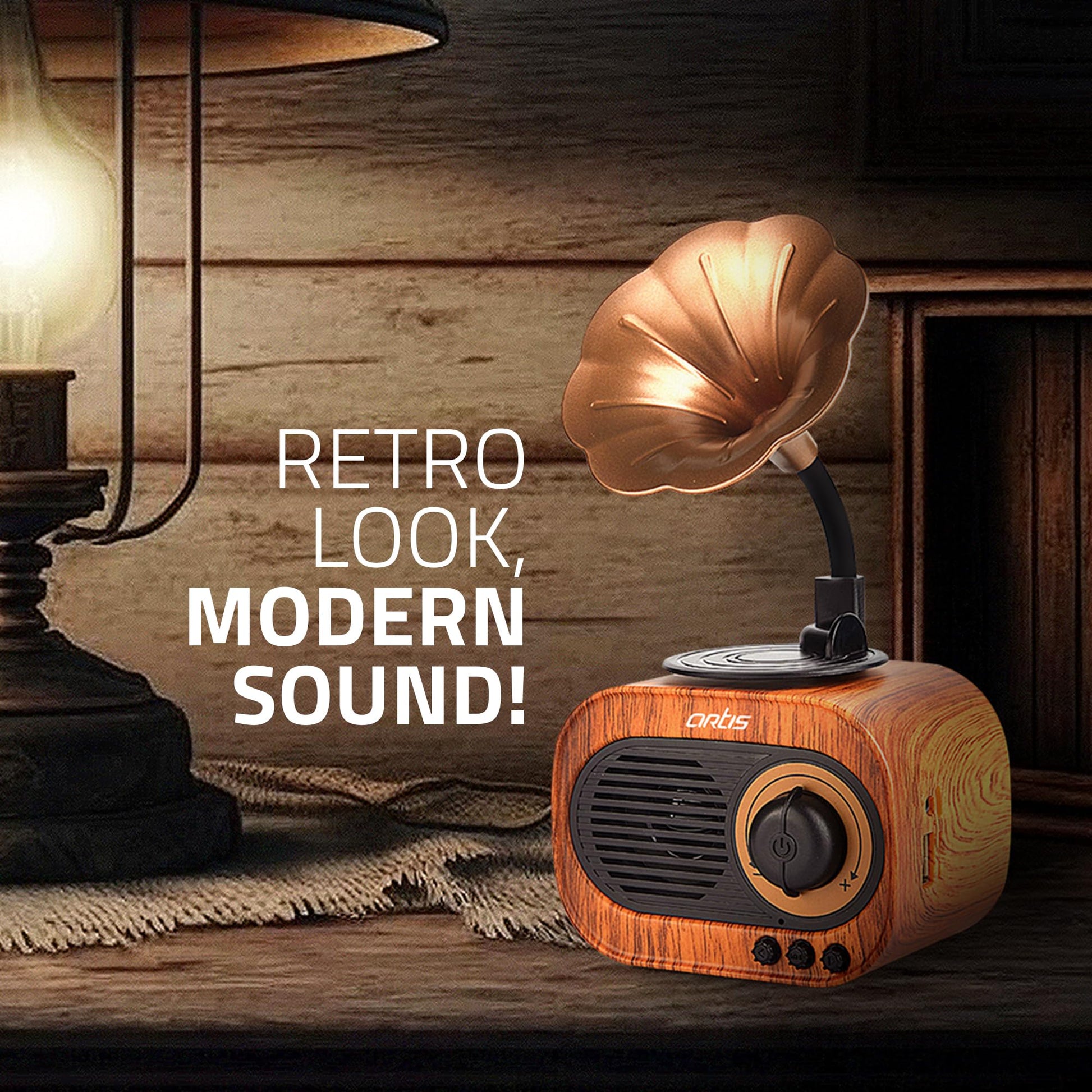 Artis BT12 Classic Retro Wireless BT Speaker with FM/USB/AUX in & Hands Free Calling (5W RMS Output)