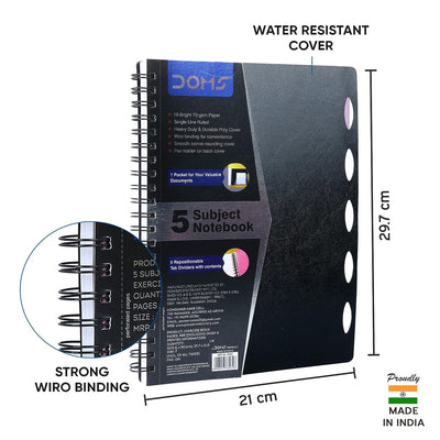 Dom's Notebook Ruled Pages Doms Wiro Binding Notebook | 5 Subject Book | Single Line Ruled | 300 ...