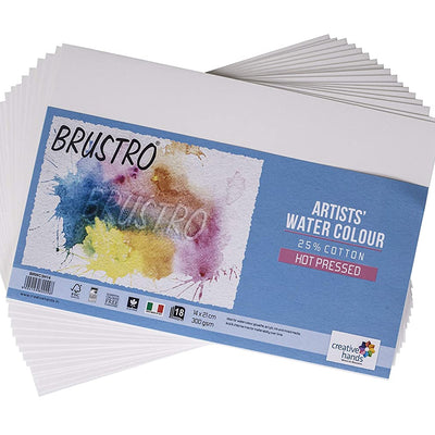 Brustro Watercolour Papers 25% Cotton HP 300 GSM 14 X 21 CM , 2 Packets (Each Packet Contains 18 sheets)