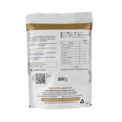 Adya Organics Sattu Powder | Gluten Free Roasted Black Chana Flour | 100% Natural & Gluten Free Chana Sattu l Atta with High Fiber | Sattu Drink Powder 1Kg- (Pack of 1)