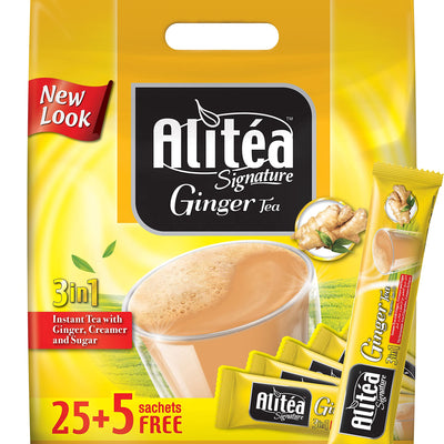 Alitea Signature Ginger Premix Instant Tea 3 in 1, (30 Sachets x 20gms)- 600gms