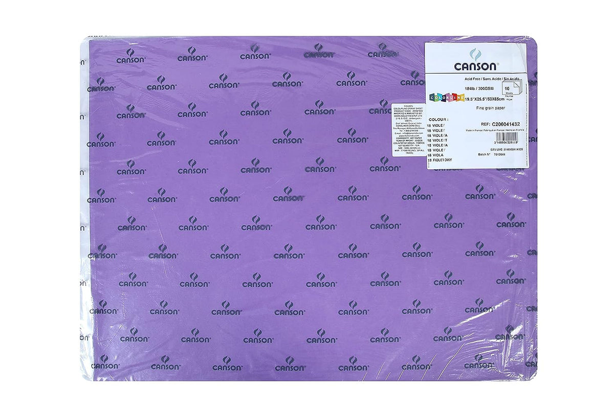 Canson Colorline 300 GSM Grainy 50 x 65 cm Coloured Drawing Paper Sheets(Violet, 10 Sheets)