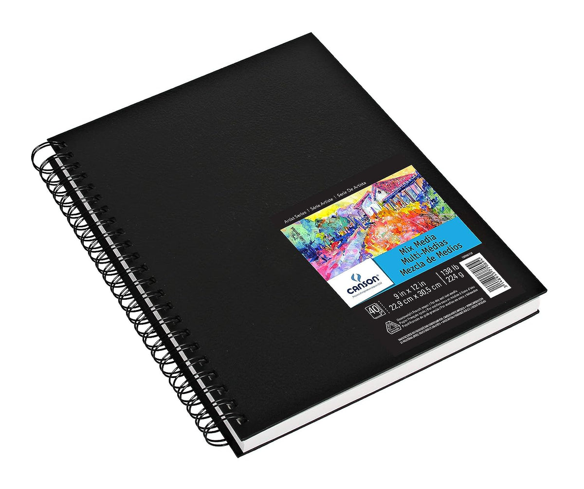 Canson Mix-Media 224 GSM Fine Grain 22.9 x 30.5 cm Drawing Paper Spiral Bound Book (White, 40 Sheets)