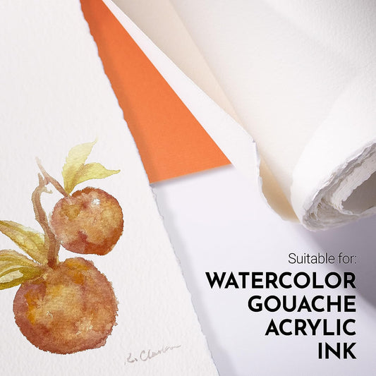 Arches Watercolour Paper Roll | Rough Natural White | for Watercolor, Acrylic Painting, Gouache and Poster Color Painting | 300 GSM, 113 x 914 cm