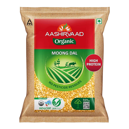 Aashirvaad Organic Moong Dal, 1 Kg, 100% Organic Moong Dal, Rich in Protein