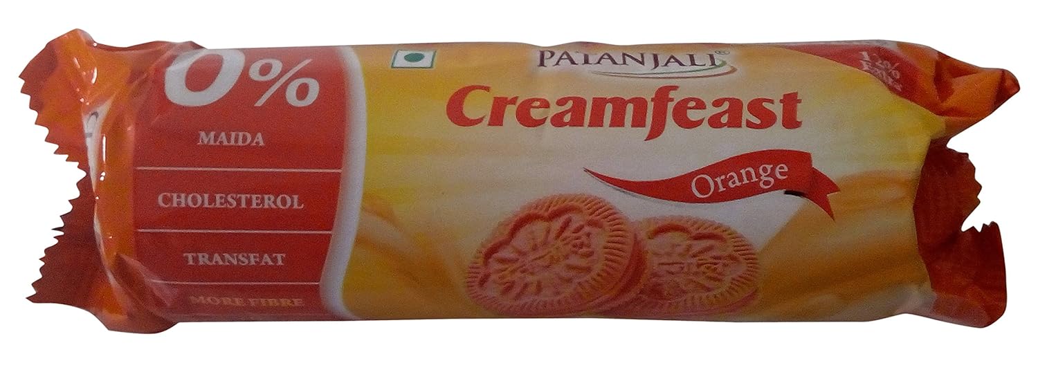 Patanjali Creamfeast Biscuits - Orange 60G