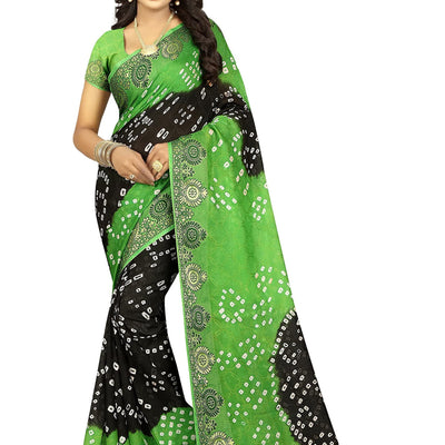 Concepta Women's Silk Bandhani Saree (Firozi_Free Size)