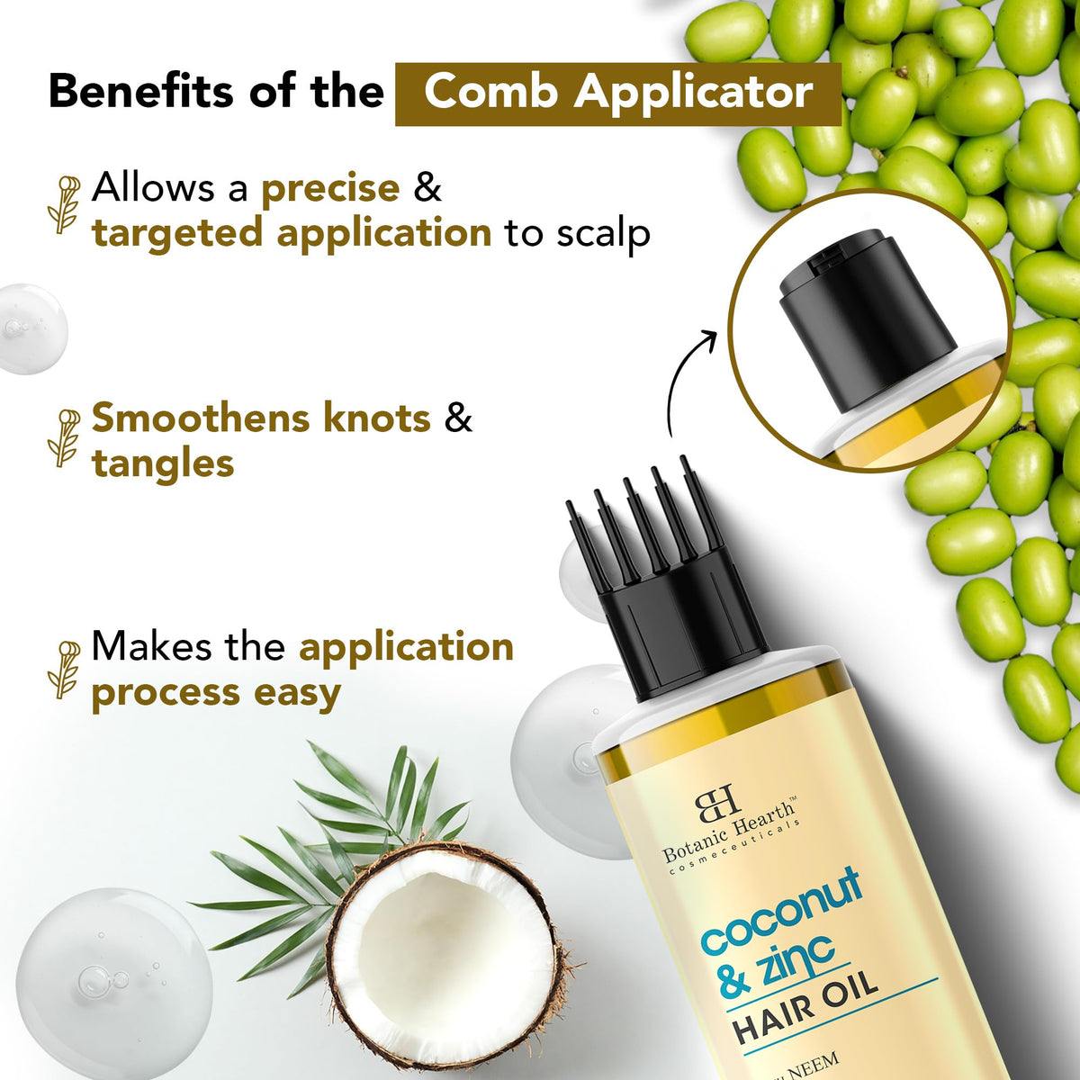 Botanic Hearth Coconut & Zinc Pyrithione hair Oil – 150ml – Soothes Scalp, Controls Dandruff, Nourishes & Hydrates with Coconut Oil & Zinc Pyrithione for Healthy Hair