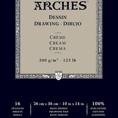 Arches Drawing 200 GSM Cold Pressed Cream 26 x 36 cm Paper Pad, 16 Sheets