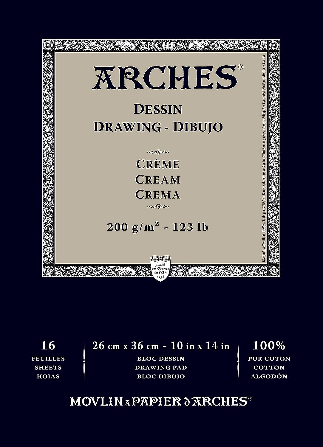Arches Drawing 200 GSM Cold Pressed Cream 26 x 36 cm Paper Pad, 16 Sheets