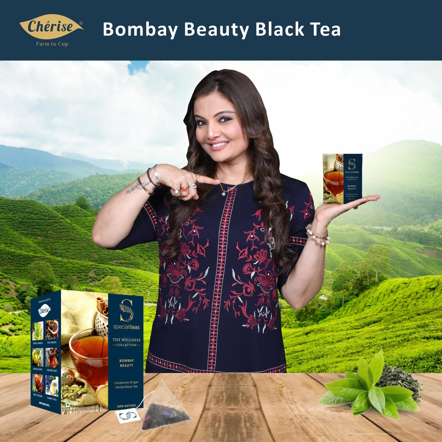 Cherise Specialiteas Bombay Beauty Cardamom Ginger Herbal Black Tea (2 g x 25 Pyramid Tea Bags)