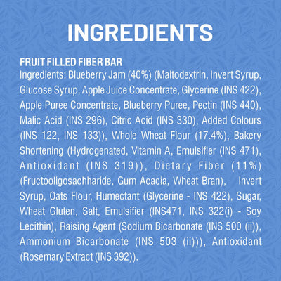 RiteBite Wellness Snack Bar Blueberry Blast | Fruit Filled Fiber Bar, Natural Ingredients, Rich in Fiber, No Preservatives | 40g (Pack of 12)
