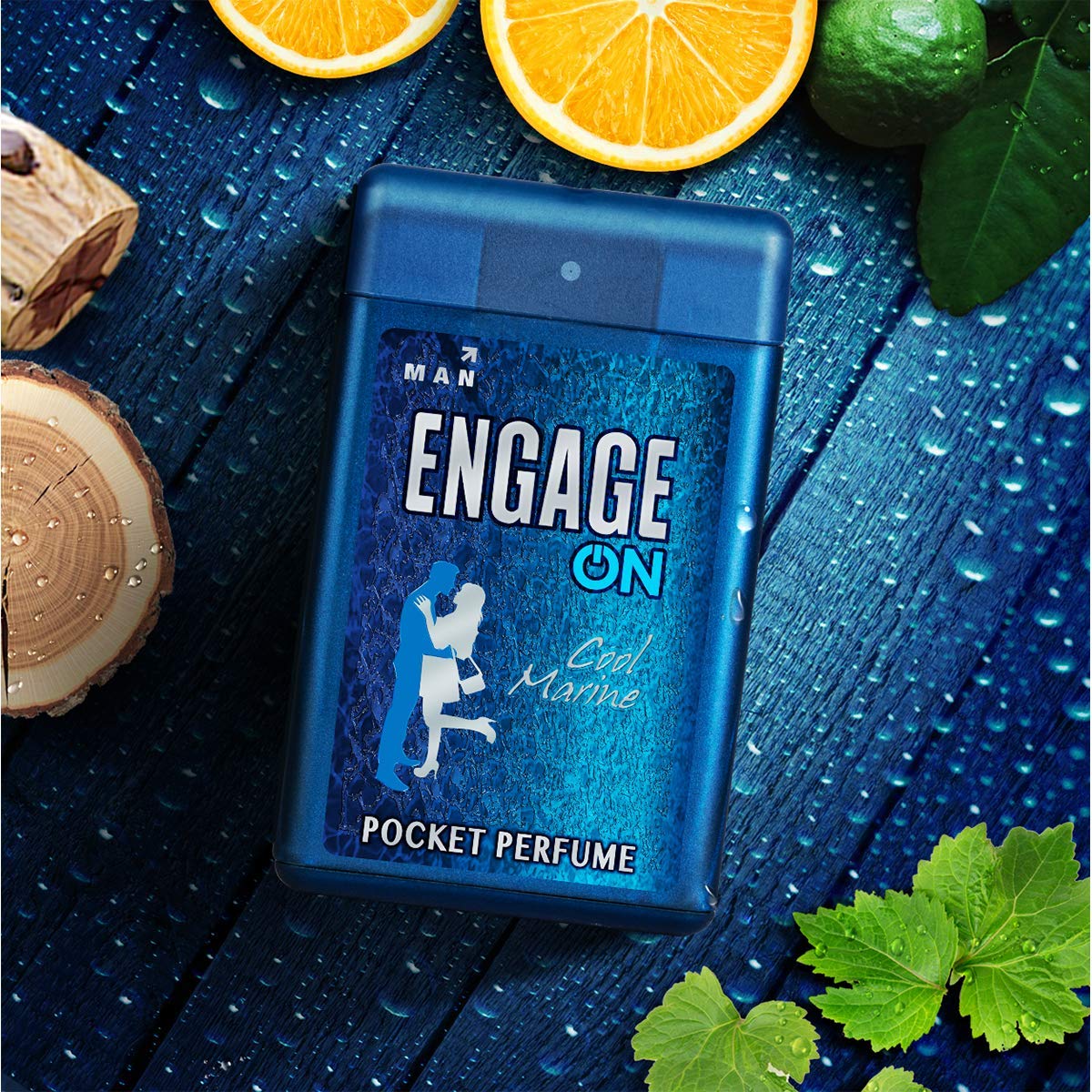 Engage ON Cool Marine Pocket Perfume For Men, Citrus & Fresh Fragrance Scent, Skin Friendly Perfume for Men Long Lasting Smell, 18 / 17 ml