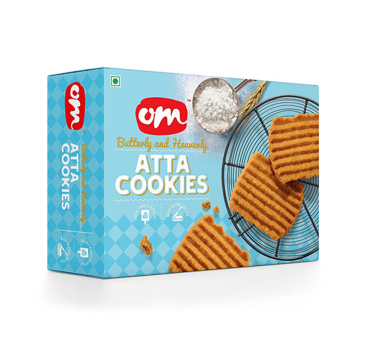 Om Sweets and Snacks Atta Cookies | No added colours or preservatives | Fresh Products | Ready to eat | Finest snack | Tea time 350G
