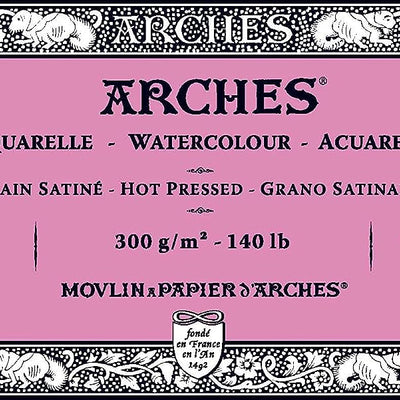 Arches Watercolour 300 GSM Hot Pressed Natural White 10 x 25 cm Paper Blocks, 20 Sheets