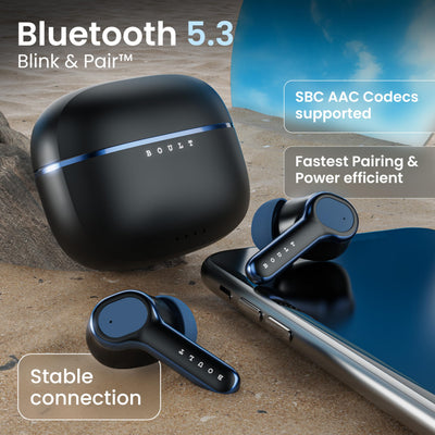 Boult Audio Curve Buds Pro with 100H Playtime, 4 Mics Clear Calling, 40ms Low Latency Gaming, Made in India, Equalizer Modes, Bluetooth 5.3 Blink & Pair™ True Wireless in Ear Earbuds (Nautical Black)