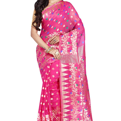 CRAFTONI Allover Exclusive Women's Cotton Silk Dhakai Soft Jamdani Sarees